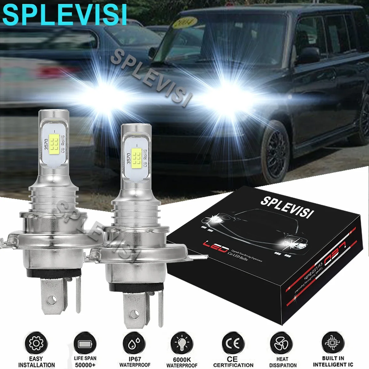 

2PCS Car LED Headlight Hi/Low Beam Bulbs 6000K White Fit For Scion XB 2004-2006 xA 2004 2005-2006 xD 2008 2009-2014