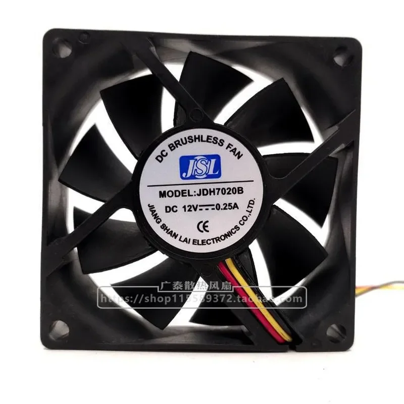 for JSL JDH7020B DC 12V 0.25A 7020 3 Wire Speed Measurement Silent Cooling Fan New Original