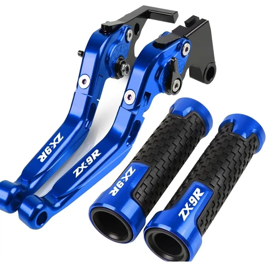 

Adjustable Folding Brake and Clutch Levers for Kawasaki ZX9R 1998-1999 Motorcycle with CNC Machined Handlebar Grips and Custom