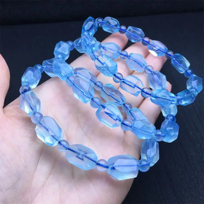 Natural Freeform Aquamarine Bracelet Fashion Crystal Quartz Gemstone Jewelry Reiki Healing Gift For Women 1pcs 8-12MM