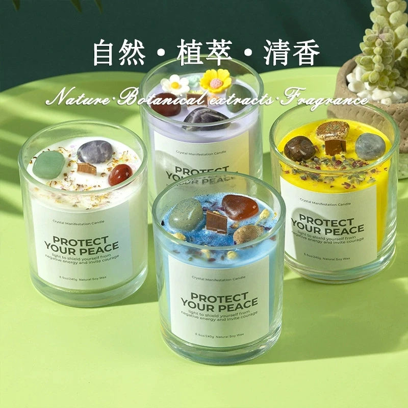 قطعة واحدة من شمعة زجاجية مقطوعة بالكريستال، هدية معطرة من شمع الصويا الرومانسي لعيد الميلاد وديكور المنزل، هدية فاخرة للضيوف