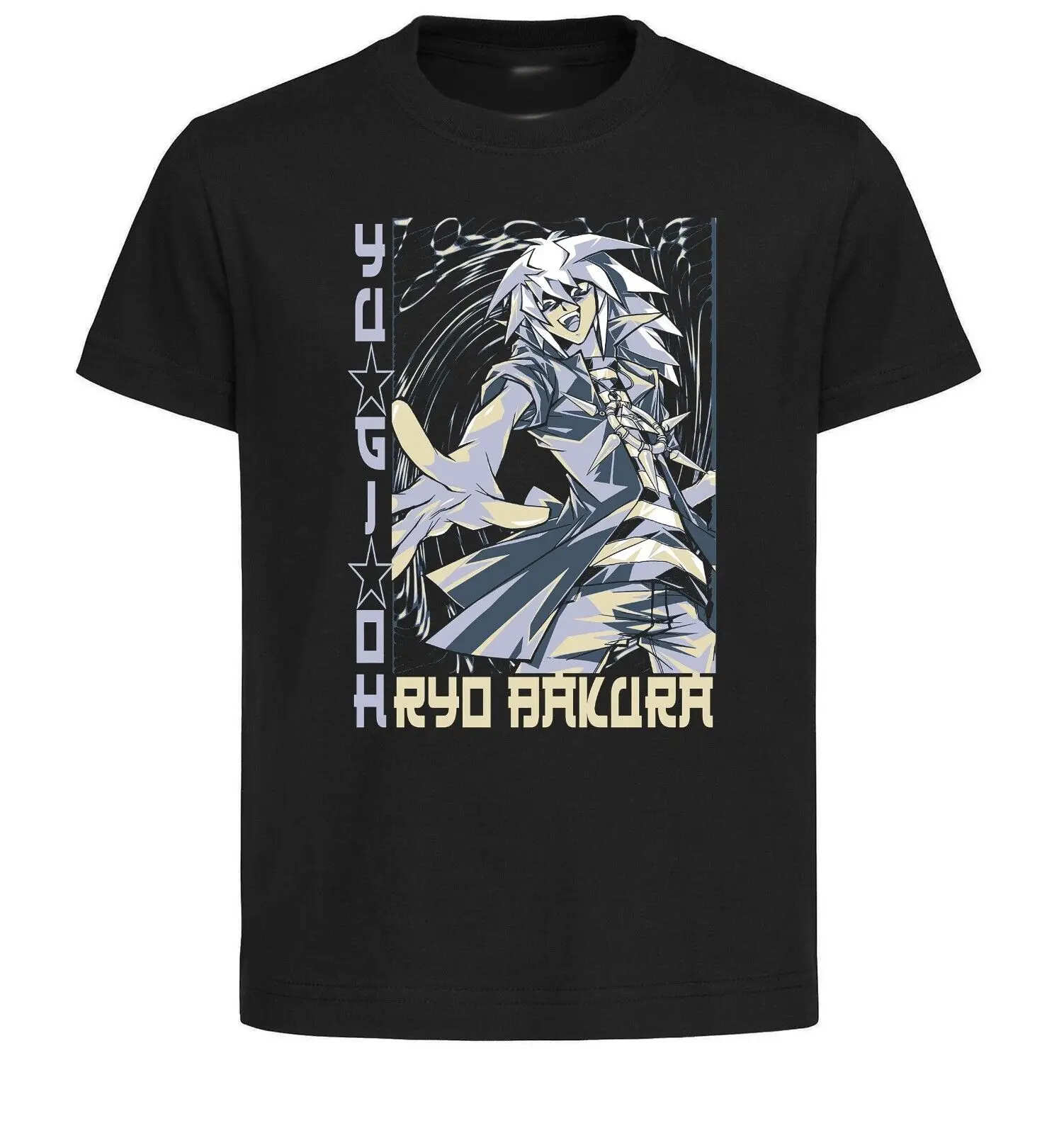 Unisex Black Japanese Style T-Shirt - Yu Gi Oh - Ryo Bakura - LL3512-