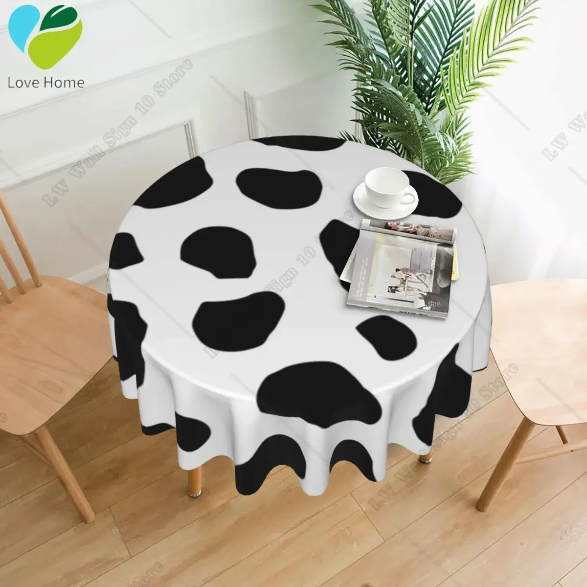 Cow Print Spots Tablecloth Black And White Animal Buffet Polyester Table Cover Beautiful Cheap Protector Printed Table Cloth