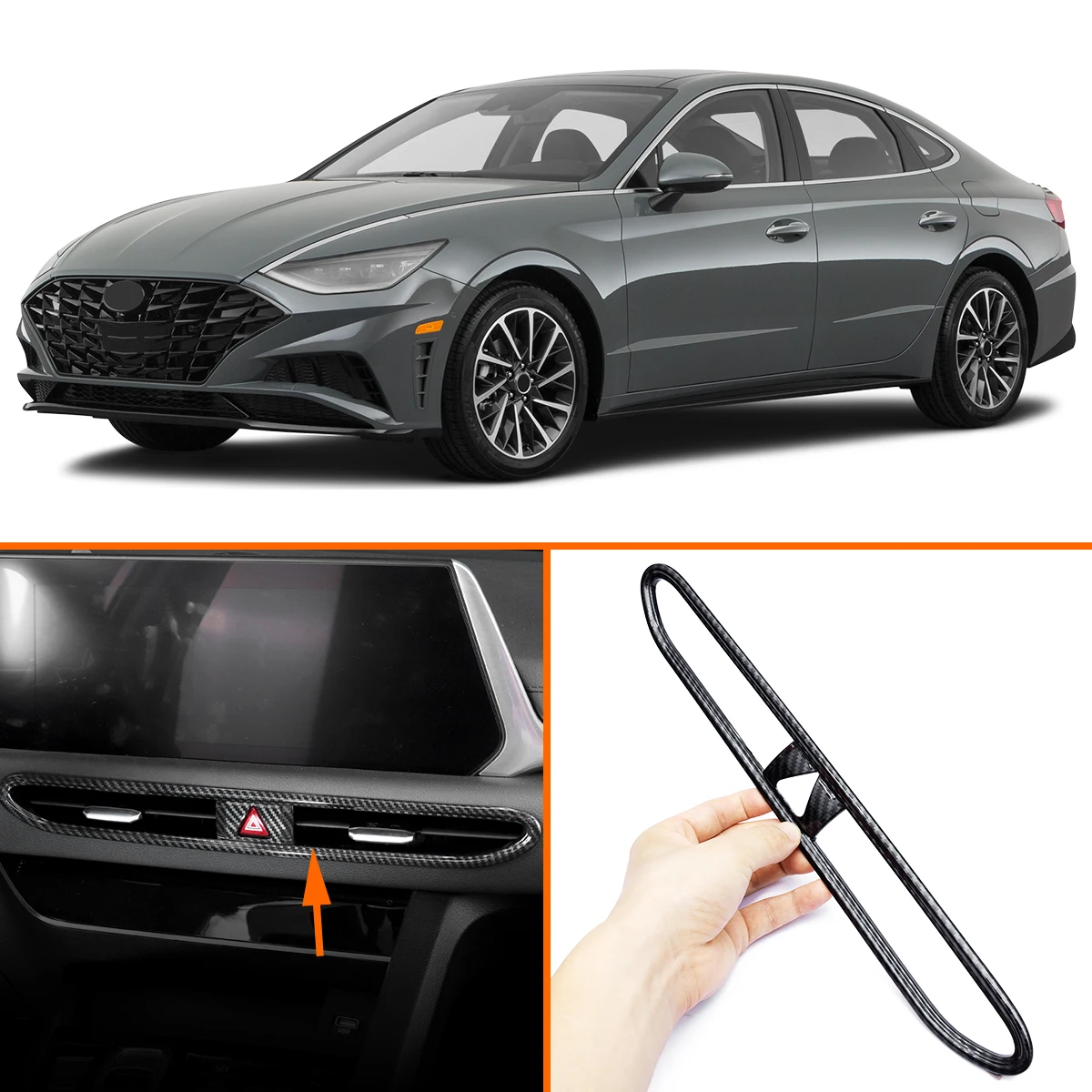 

Central Middle Air Conditioning Vent Outlet Panel Cover Trim For Hyundai Sonata 2020-2023 Carbon Fiber Interior Accessories