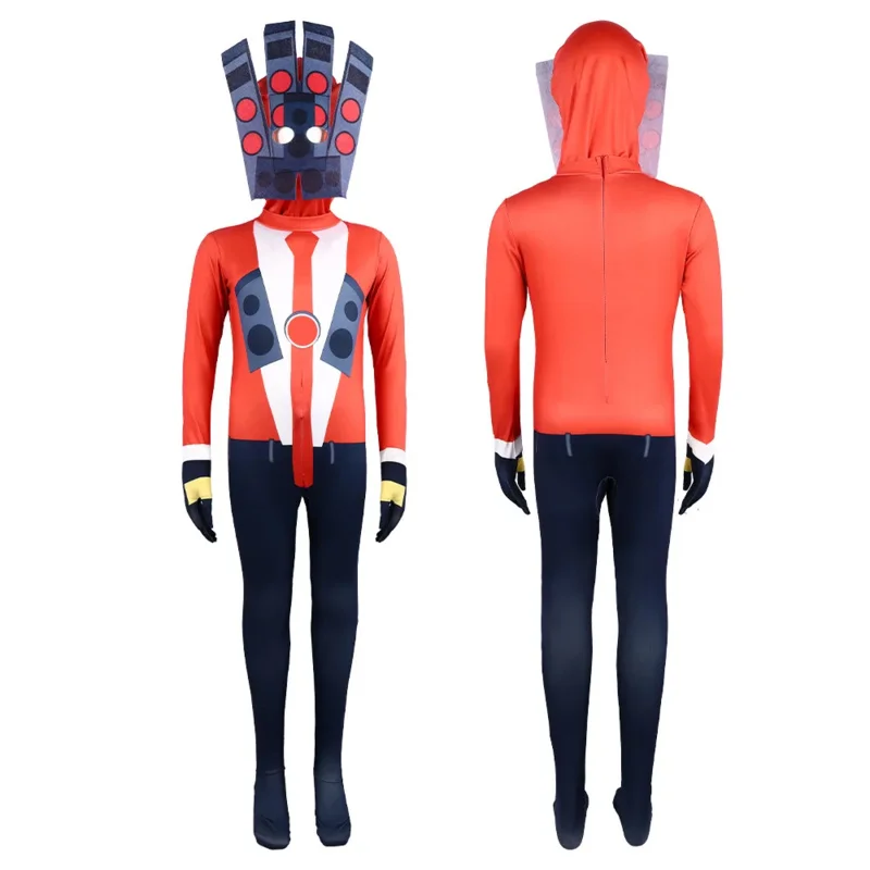 Skibidi-Toilet Cosplay Costume para Homens e Mulheres, Game Speaker, TV Man Camderman, Bodysuit, Macacão, Máscara, Halloween