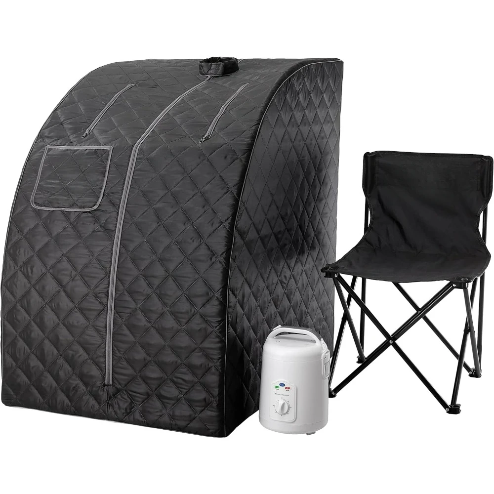 

Lightweight Portable Personal Steam Sauna Spa, 60 Minute Timer, 800 Watt Steam Generator, Chair Included, Black Saunas