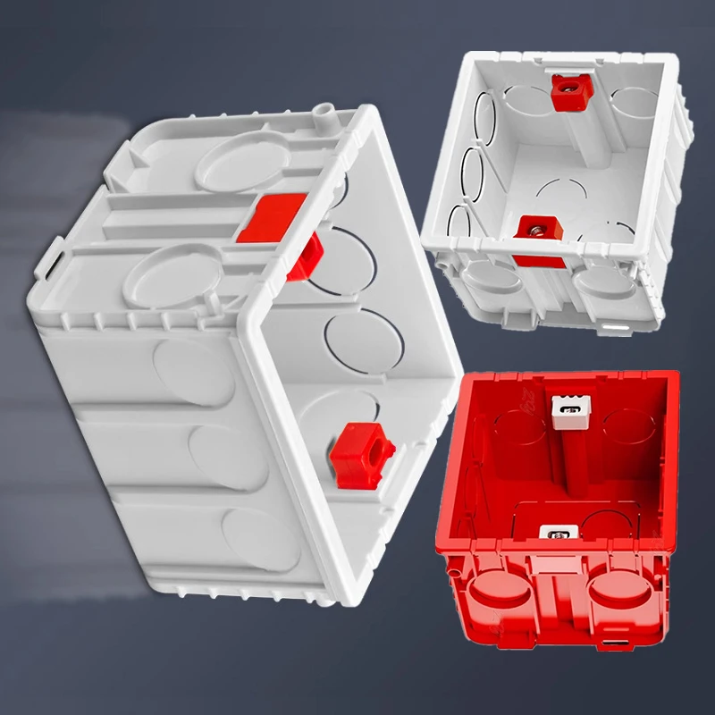 1/2/5/10Pcs 86 Type Internal Cassette White Red Electrical Switch Socket Junction Box Adjustable Dark Box Wall Mount Boxes