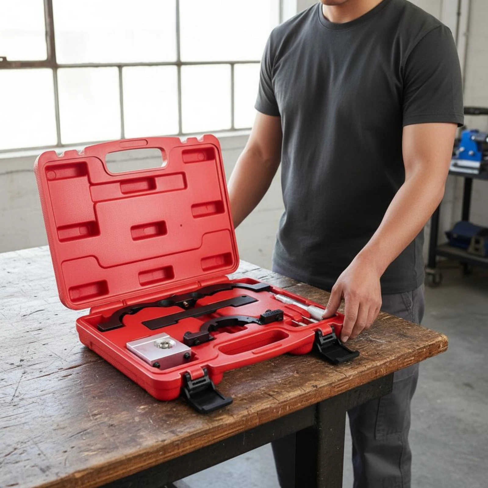 

LUJ Engine Timing Tool Set Exactfit Engine Timing Kit Vehicle Maintenance Sturdy Steel Easy to Use for Garage