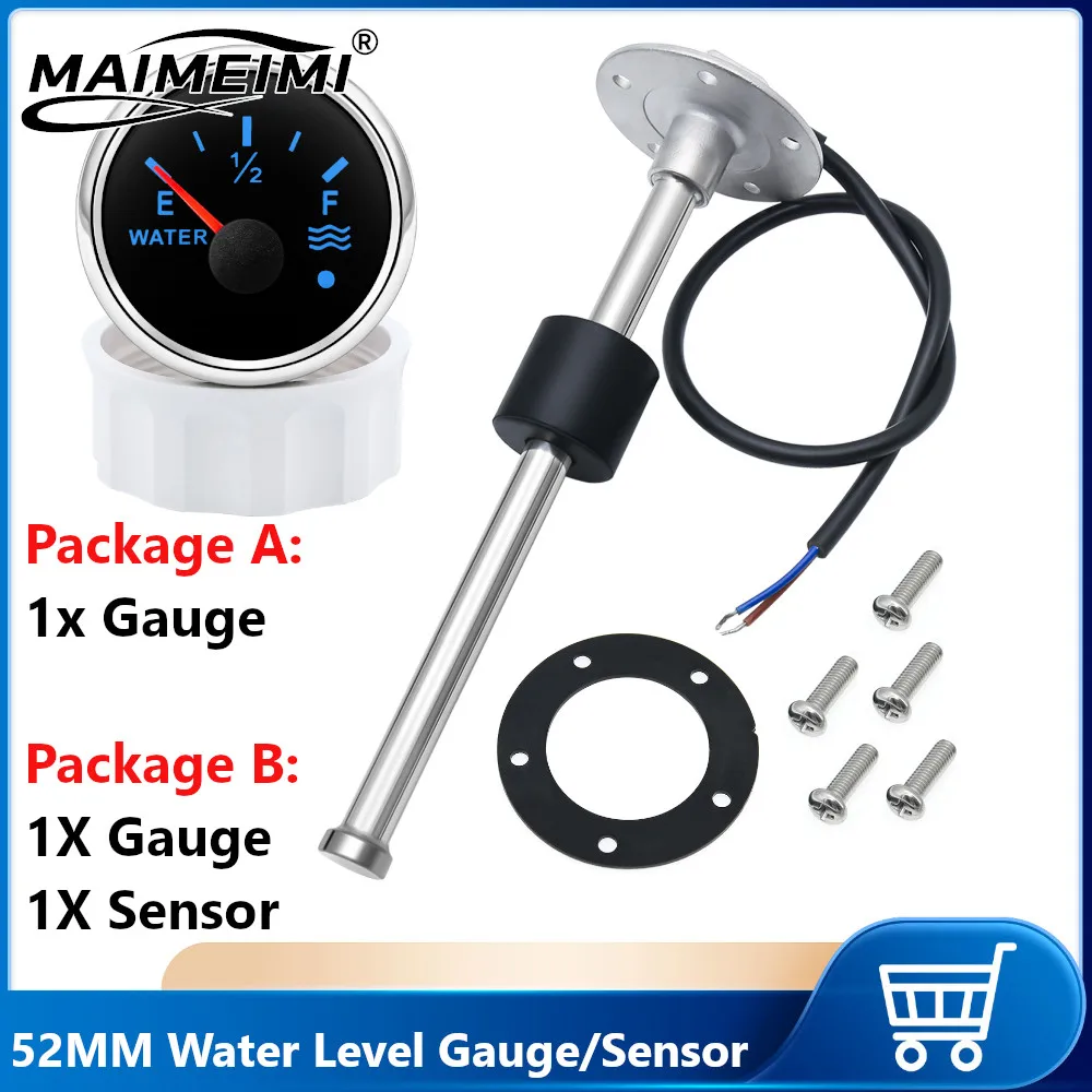 

0-190ohm Stainless Steel Water Float Sensor For Car Boat Water Level Gauge Water Tank Meter Indicator with Alarm 7 Colors LED