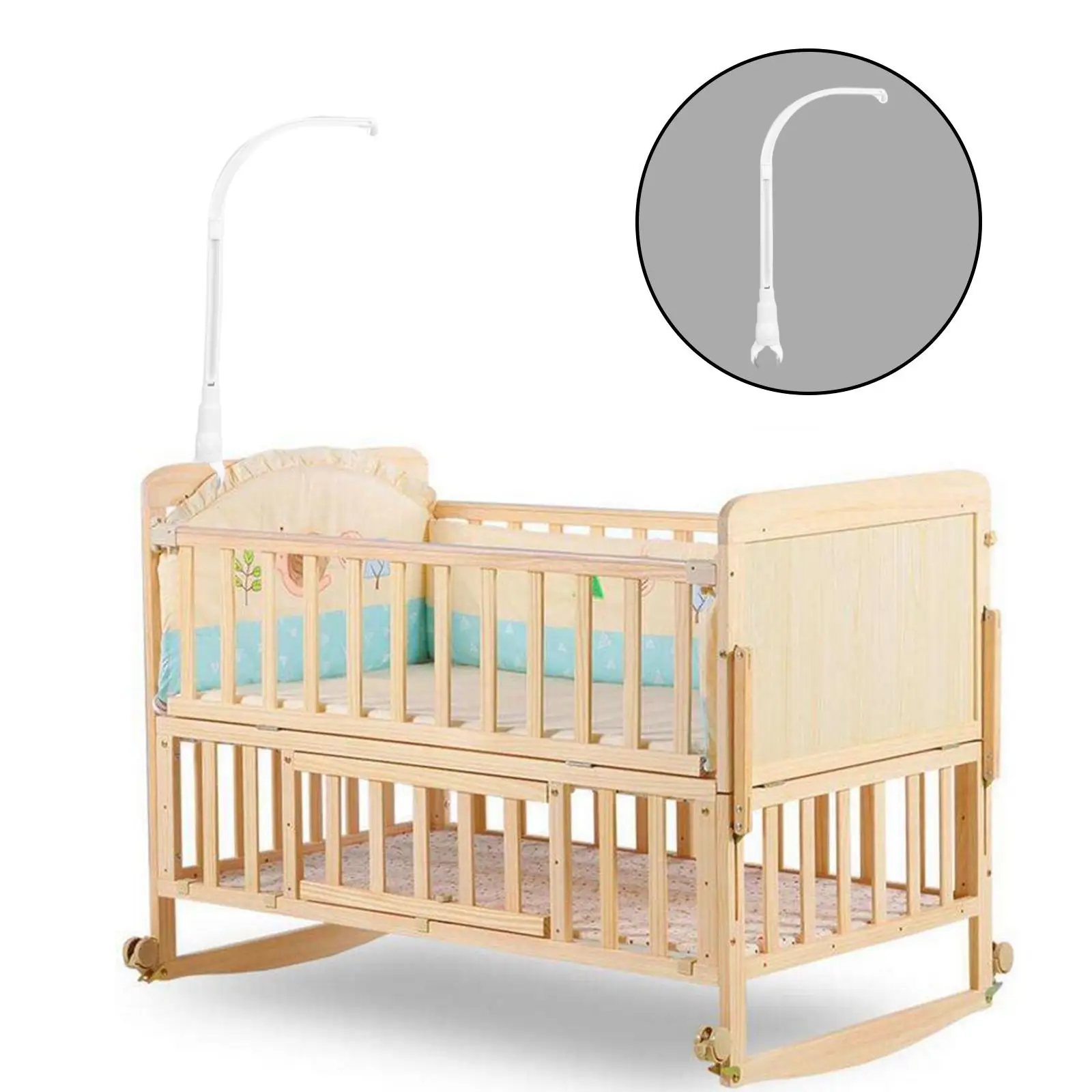 

Adjustable Crib Mobile Bed Holder Hanging Bed Bell Bracket Rotatable Stent Arm Music Box White Screw