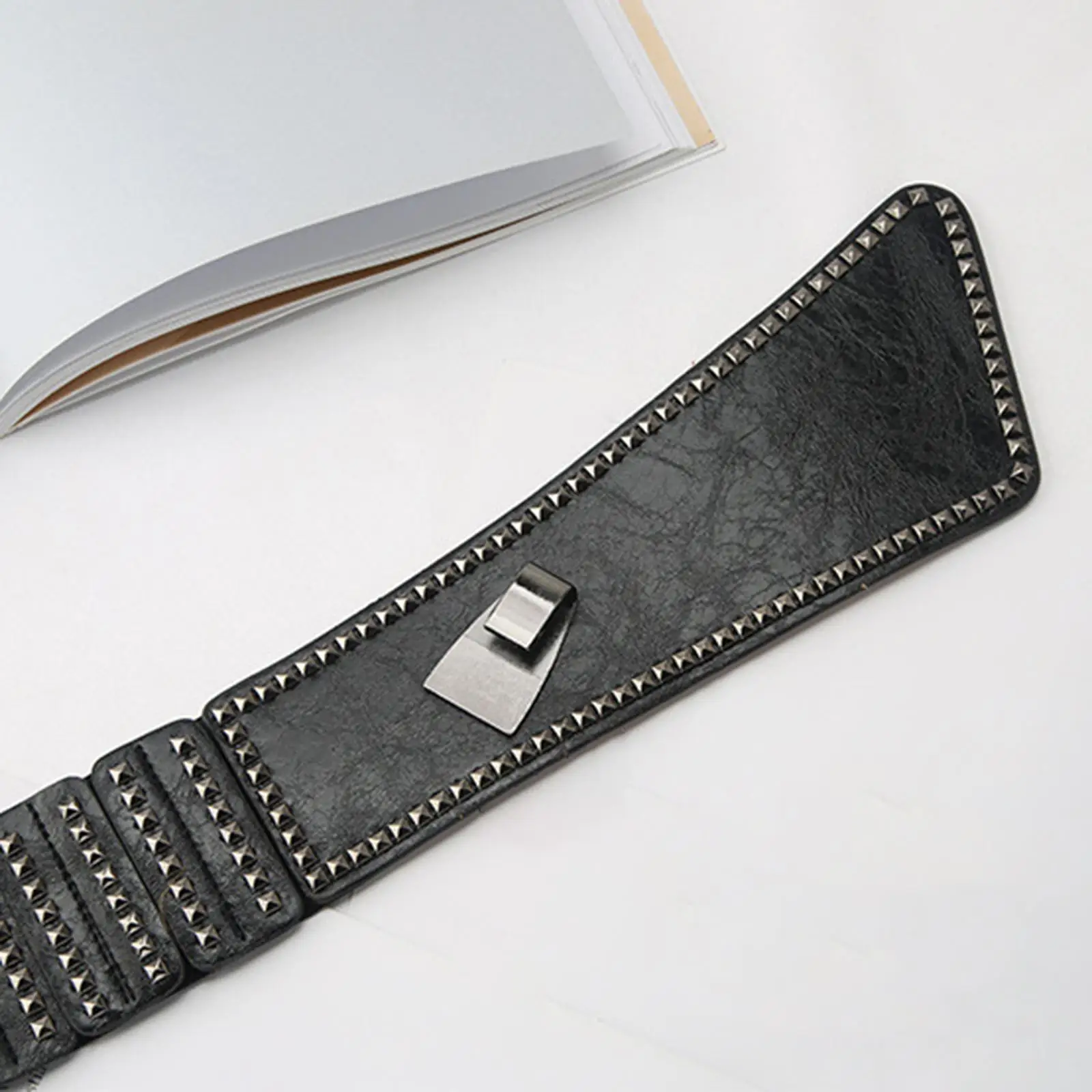 Women Wide Belt Western Cowgirl Belt Cosplay Belt for Ladies Casual Stretch PU Leather Trendy Wide Elastic Waist Belt Punk Belt