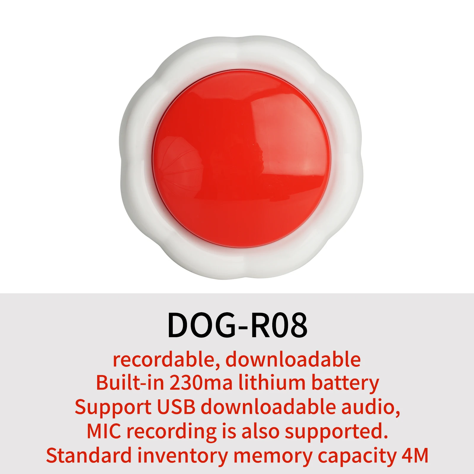 

Voice Recording Button,4MB USB Downloadable & Recordable Dog Buttons Talk for Communication Pet Training for Funny Gifts Study .