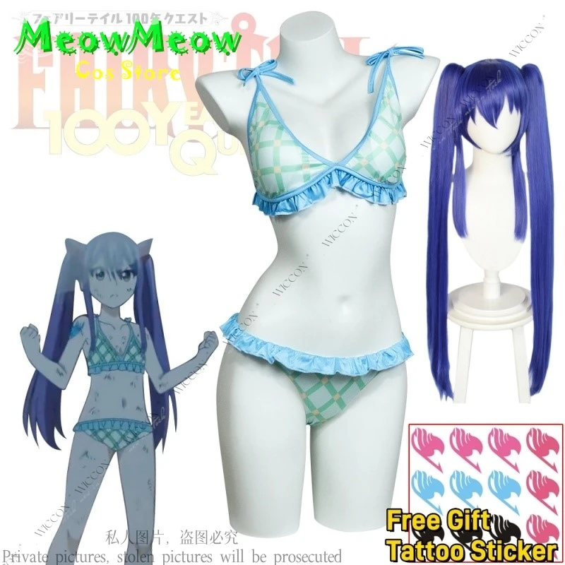 Женский купальник с татуировками Венди марвелл, волшебный костюм для косплея, парик с хвостом из аниме, рассекающий неба дракона, 100 лет