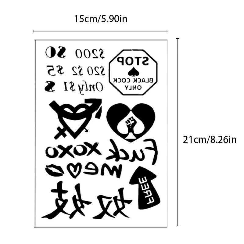 Poker Spades Q Waterproof Temporary Patch Spades BBC Spades Lock Sexy Thighs and Chest Anti Sweat Tattoo Patch