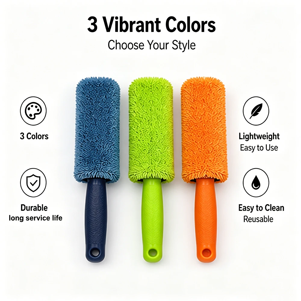 Soft Microfiber Car Rim Cleaning Brush Multi-Functional Auto Detailing Brush Wheels Grilles Exhausts Car Wash Tool