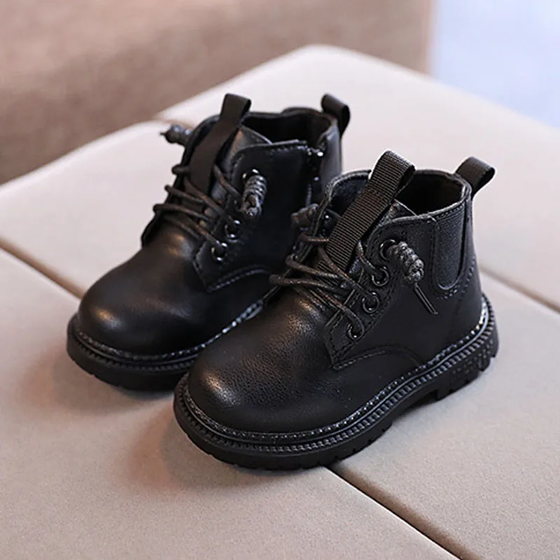 Autumn Winter Kids Boots Warm Plush Boys Toddler Girls Boots Fashion Leather Children Casual Shoes Boys Girls Boots for Kids