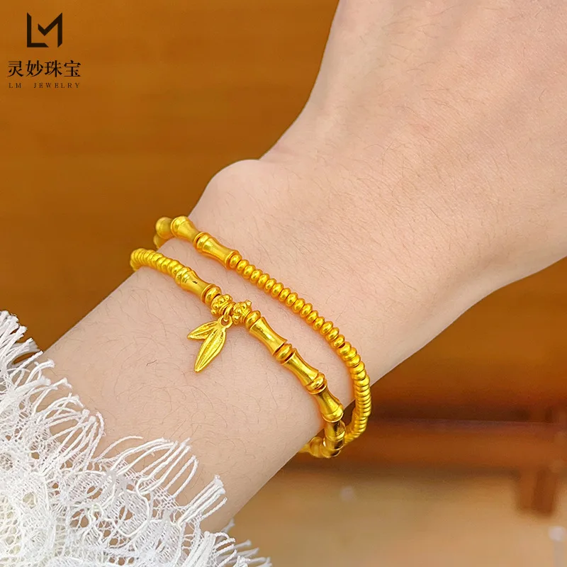 9999 24-каратное настоящее золото, новый магазин золота, женское золотое ожерелье в одном стиле, бамбуковое ожерелье Ankang, двойной круг, красивые ювелирные изделия