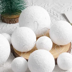 4/6/8CM White Foam Balls Christmas Tree Snowball Hanging Pendant Ornaments Holiday New Year Wedding Party Decoration Supplies