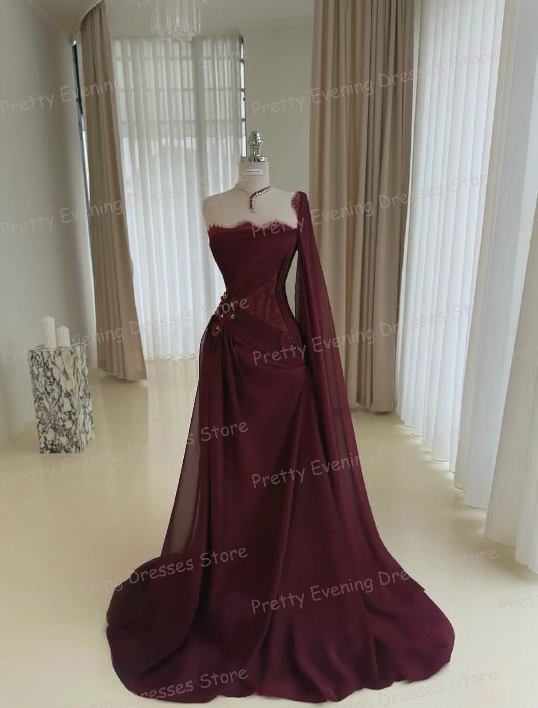 Proste Sukienki Wieczorowe Damskie Syrenie Suknie Balowe Seksowne Sukienki na Jedno Ramię Koronkowe Bez Pleców z Szalem Modne Sukienki Ślubne Szyte na Miarę Vestidos De Novia