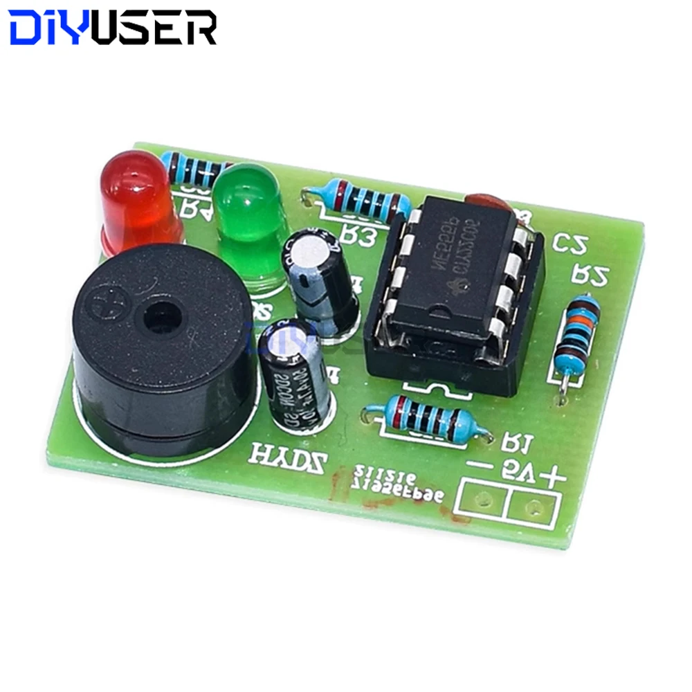 NE555 DIY Kit, LED Flasher & Signal Generator Circuit with PCB for Electronics Education & Solder Practice
