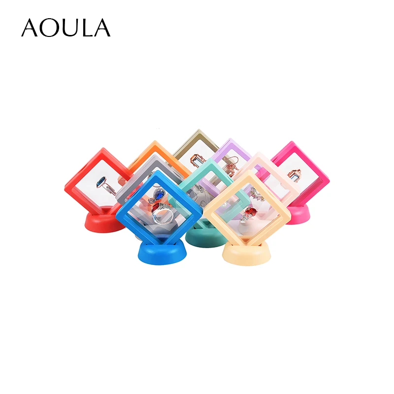 Transparent Travel Jewelry Storage Box Necklace Bracelet Ring Earrings Packaging Case Film Box Colorful Gift Free Floating Frame