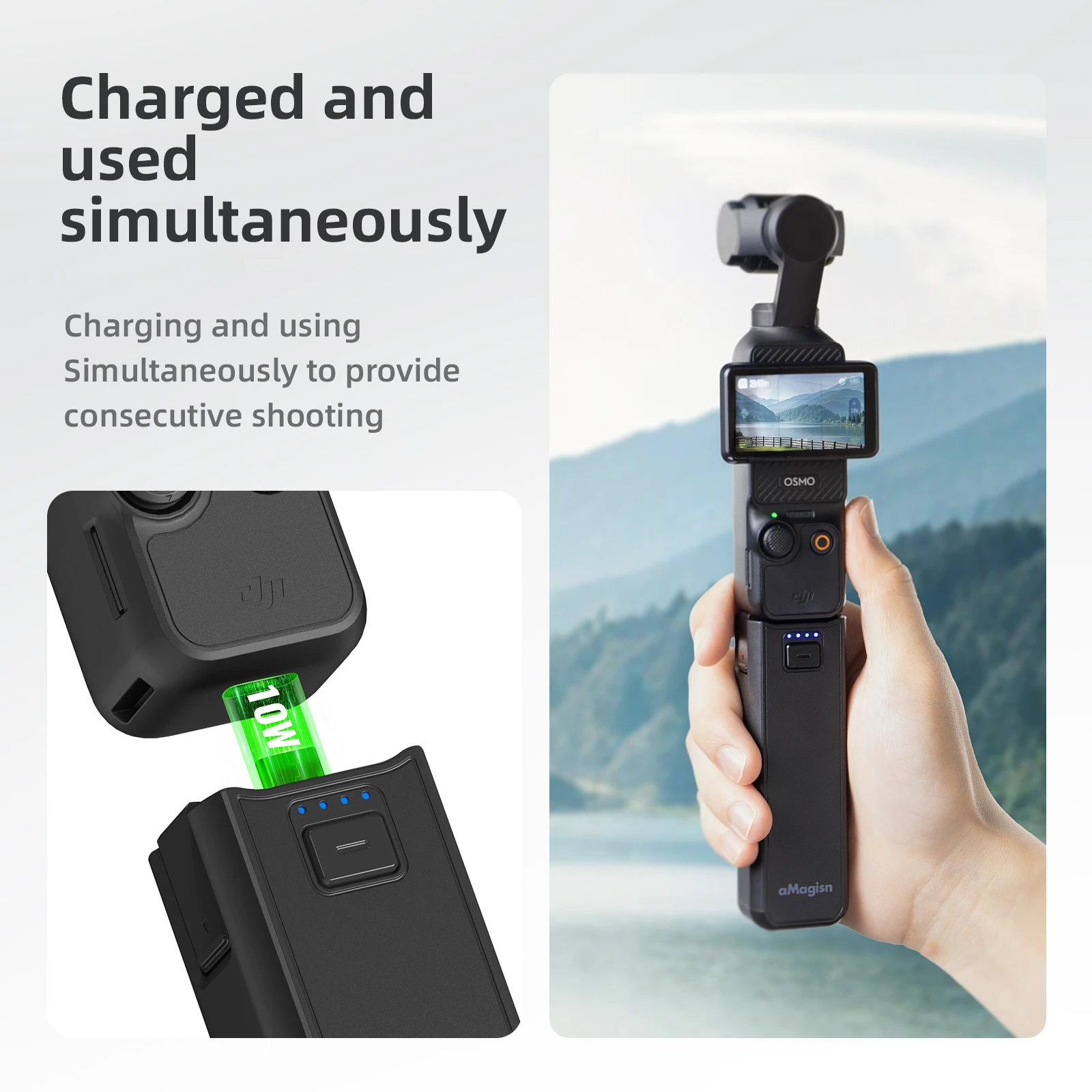 Maniglia della batteria aMagisn per DJI Osmo Pocket3 4500mAh banca di alimentazione portatile ricarica accessori per impugnatura