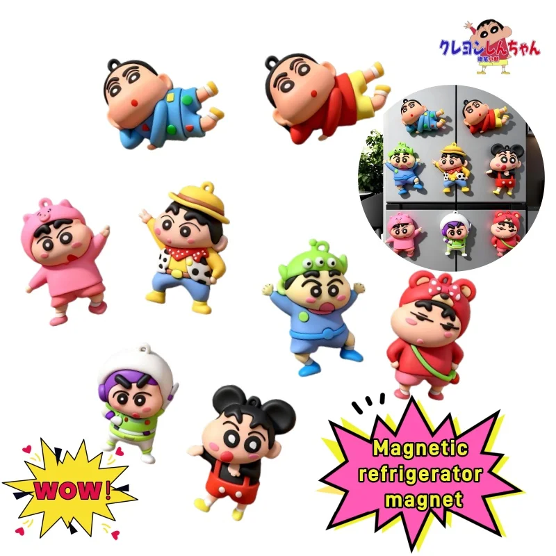 

Магнитная декоративная наклейка на дверь холодильника с персонажем Шин-чан, яркая, милая, мультяшная, для украшения интерьера