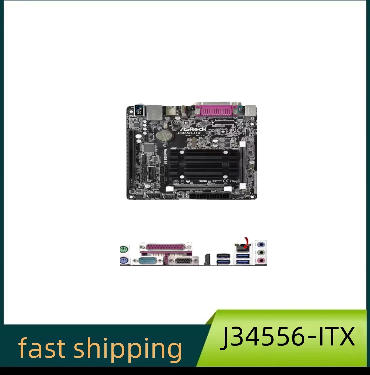 Материнская плата ASROCK J34556-ITX Mini-ITX Четырехъядерный процессор Intel J3455 DDR3 16 ГБ Интегрированная Intel HD Graphics 500 USB 3.1