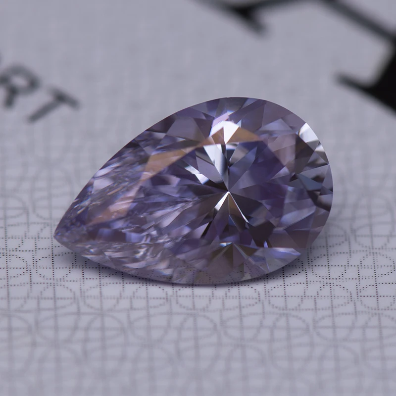 Moissanit-Losesteine, hellvioletter Farbton, Birnenförmiger Schliff, Laborgezüchteter Diamant, Schmuckherstellungsmaterialien mit Zertifikat – Detail 1