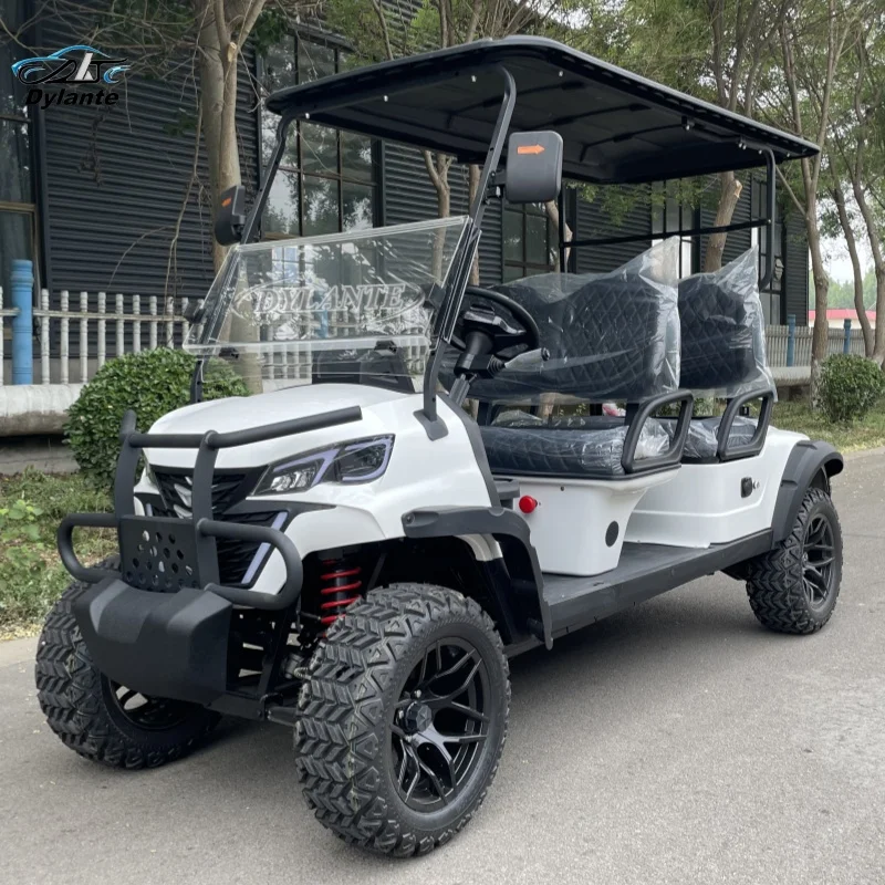 2024 New Sightseeing Club Car 60V 5KW Powerful Lithium Battery 14 Inch Black Wheel 4 Seater Electric Golf Cart Off-Road Vehicle