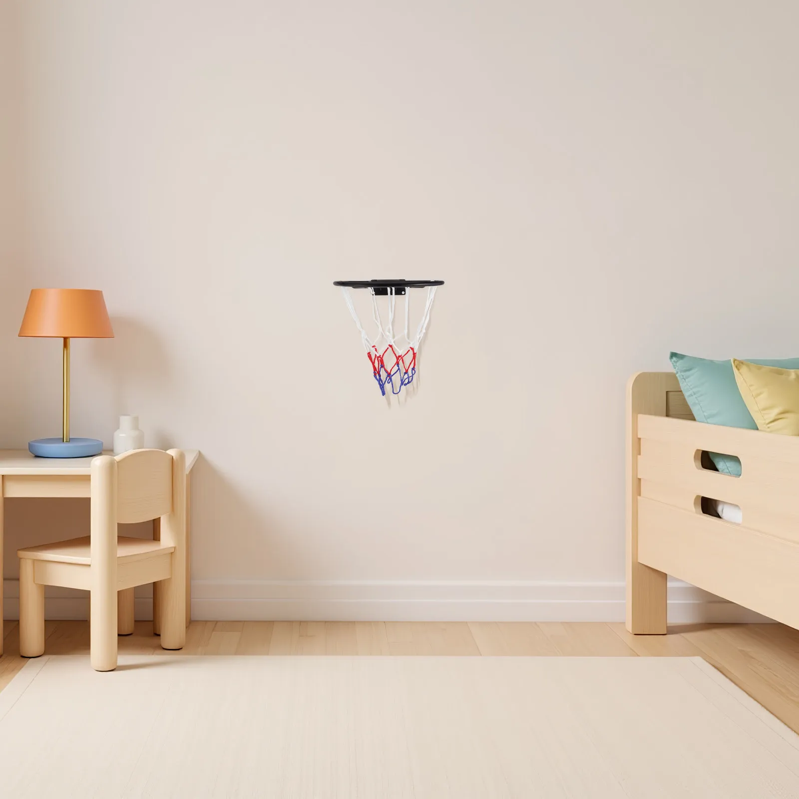 

1Set Wall Mounted Basketball Hoop ABS Plastic Indoor Mini Basketball Rim Silent Easy Install for Bedroom Recreation