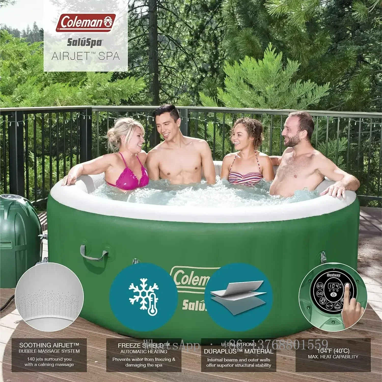 Coleman SaluSpa Inflatable Hot Tub Spa | Portable Hot Tub With Heated Water System And 140 Bubble Jets