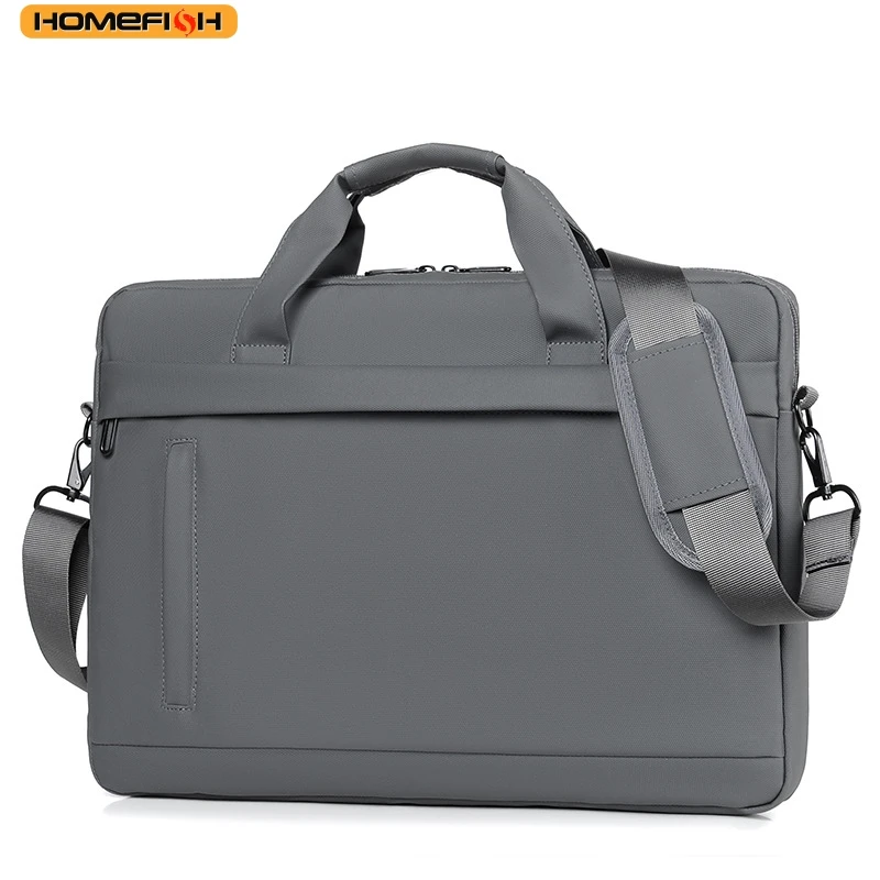 HOMEFISH Light Luxury Style Men's Office Handbag, Waterproof Business Shoulder Bag, Suitable for 15-Inch Laptops