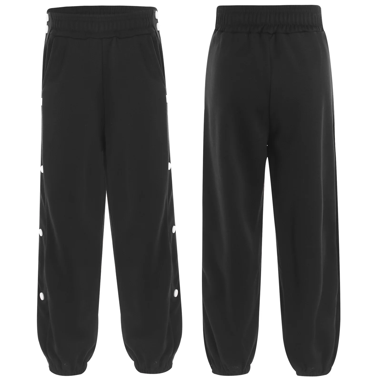 

Kid Boys Surgery Pants Button Tear-Away Elastic Waist Pants with Pockets Sports Exercise Trainning Sweatpants Workout Basketball