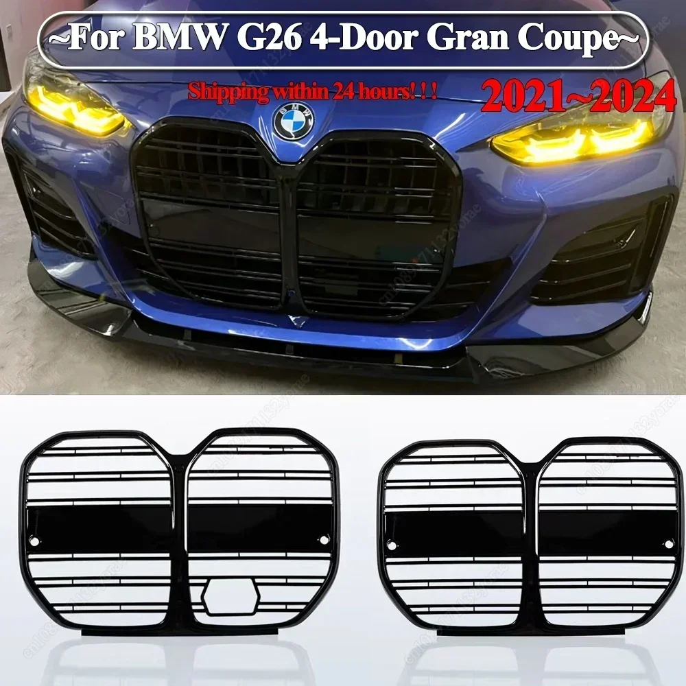 For BMW 4 Series G26 4-Door Gran Coupe 2021 2022 2023 2024 With ACC Car Front Grille Kidney Bumper Grills Black Bodykits Tuning