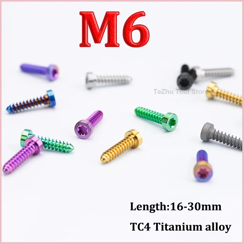 

1pc Titanium Screw M6 x 16 20 25 30mm Inner Plum Cylinder Head Self Tapping Screw For Bicycle Modified