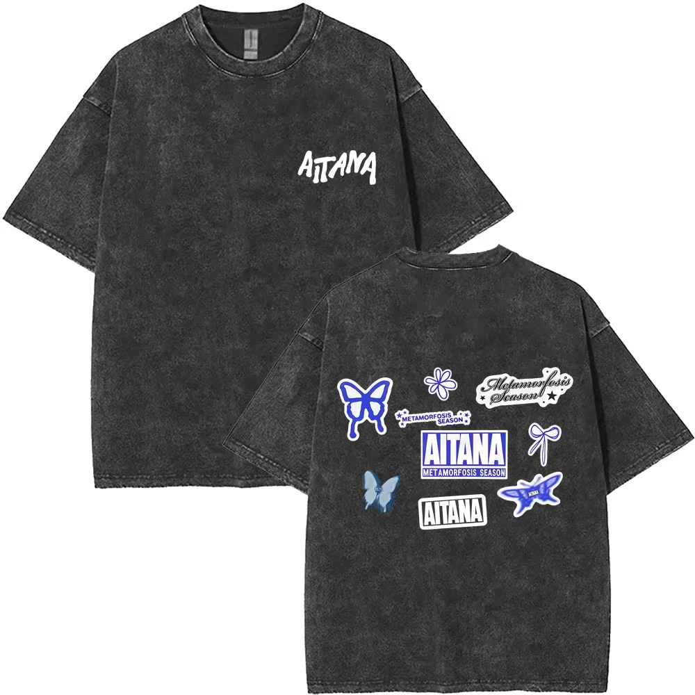 

Винтажные футболки с логотипом Singer Aitana, футболки с графическим принтом, футболка для тура CUARTO AZUL, мужская и женская одежда, модные хлопковые футболки оверсайз