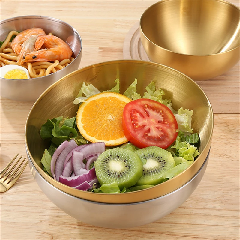 

Однослойная салатница из нержавеющей стали, корейская посуда, посуда, миски для фруктовой лапши рамэн, посуда для кухни, контейнер для еды