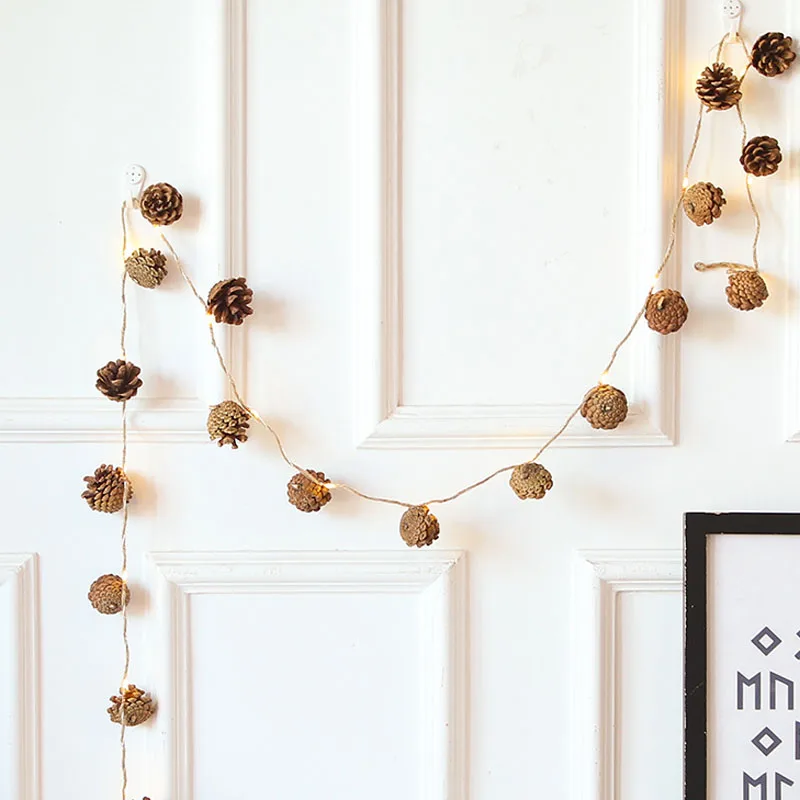 2M عيد الميلاد LED سلسلة أضواء، مصباح الأسلاك النحاسية مع أجراس مخاريط الصنوبر التوت الأحمر، عطلة الزفاف ديكور للمنزل شجرة عيد الميلاد #3