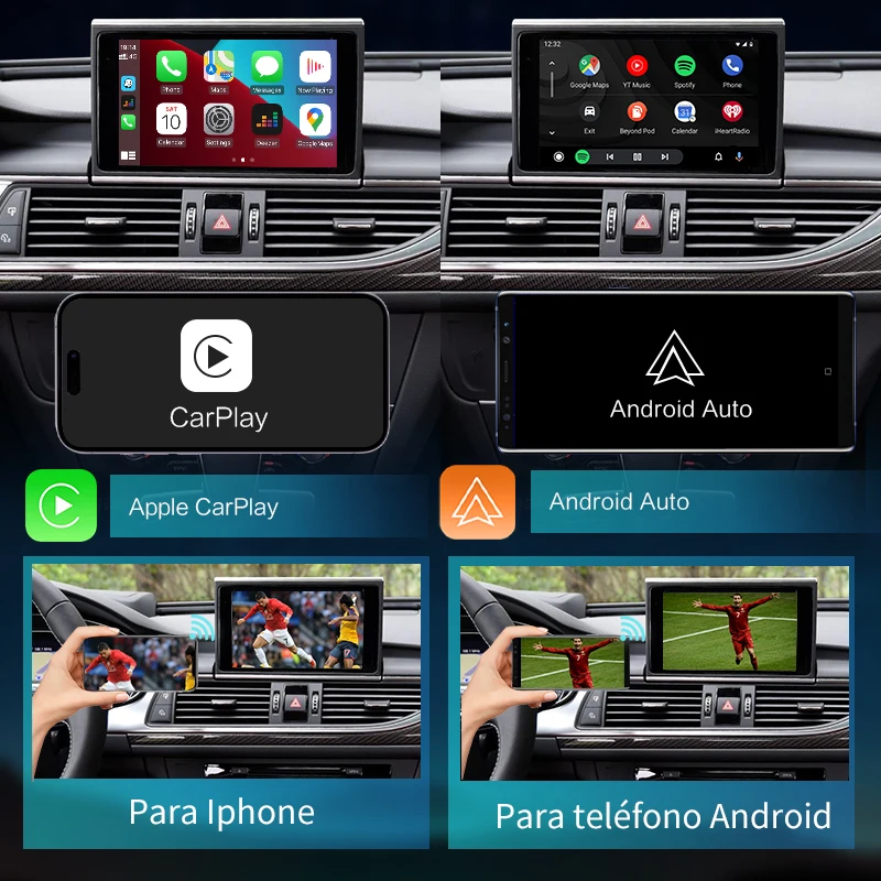 Apple CarPlay sem fio para Audi, Android Auto Interface, Link Mirror, AirPlay, funções de navegação, A6, A7, S6, S7, 2010-2018