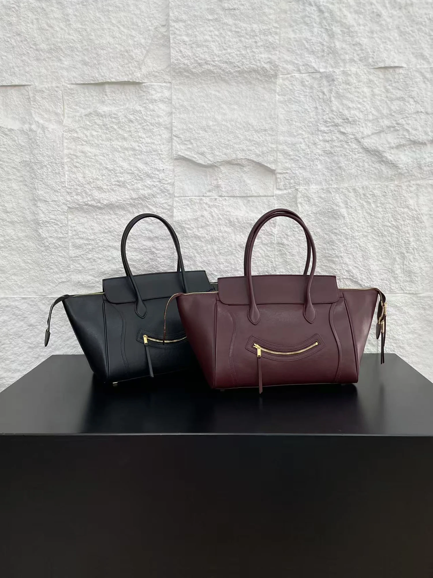 

Leather Wings Underarm Tote Bag Women's Large Capaci Faion oulder Bag Hanrted Vegetable Tanned eep Leather