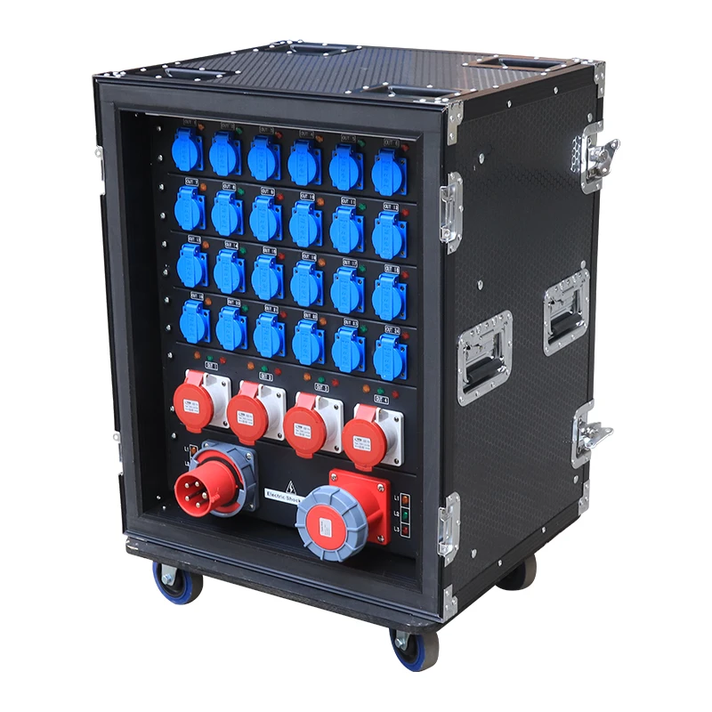 

63A 5pin In&output 24 Road 16A EU Plug Waterproof European Power Distributor 4 Road 32A 5pin Output Electrical Equipment