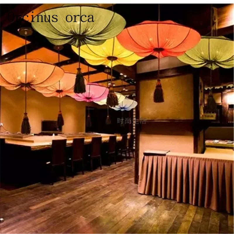 

Southeast Asia cloth art lotus lamp Chinese art pendant lamp restaurant coffee shop lamp Postage free