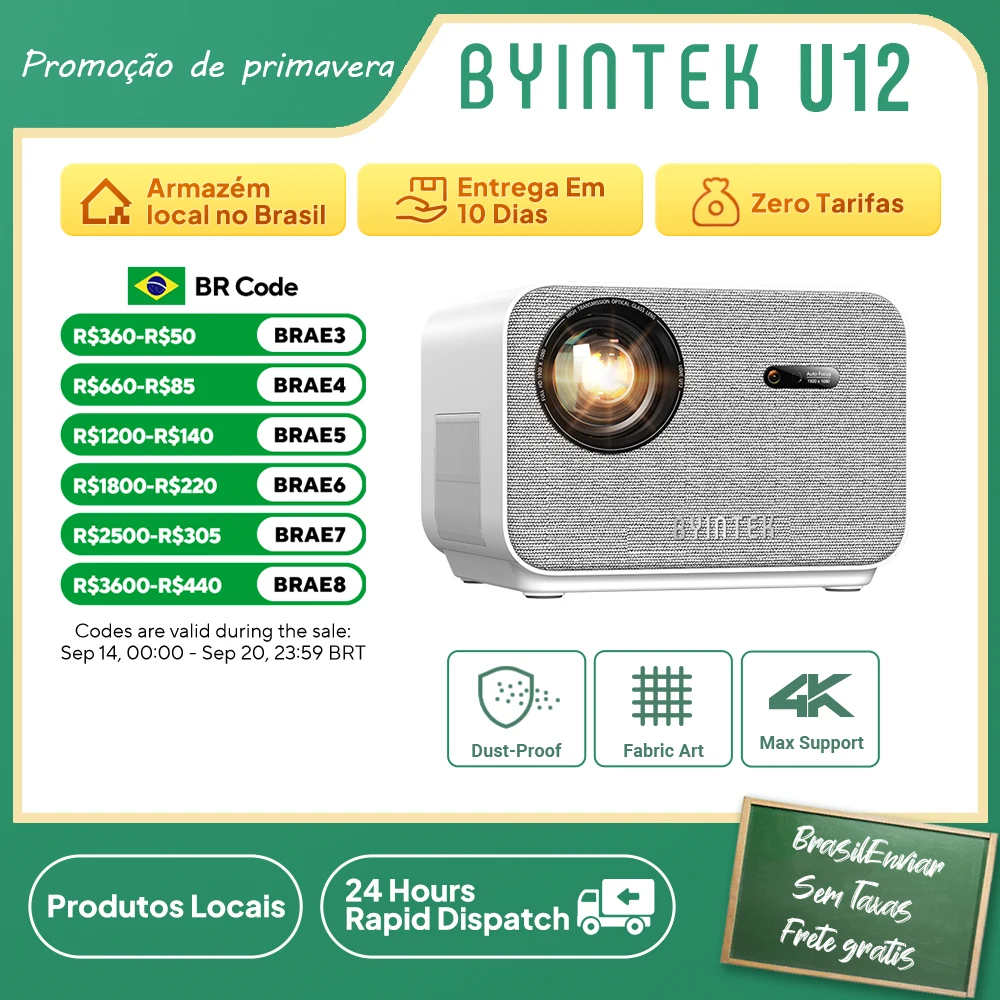 BYINTEK LOVE U12 Full HD 1080P Projector 4K 800 ANSI Android WiFi 6 Auto Focus Home Theater Projectors for Movie Meeting Video