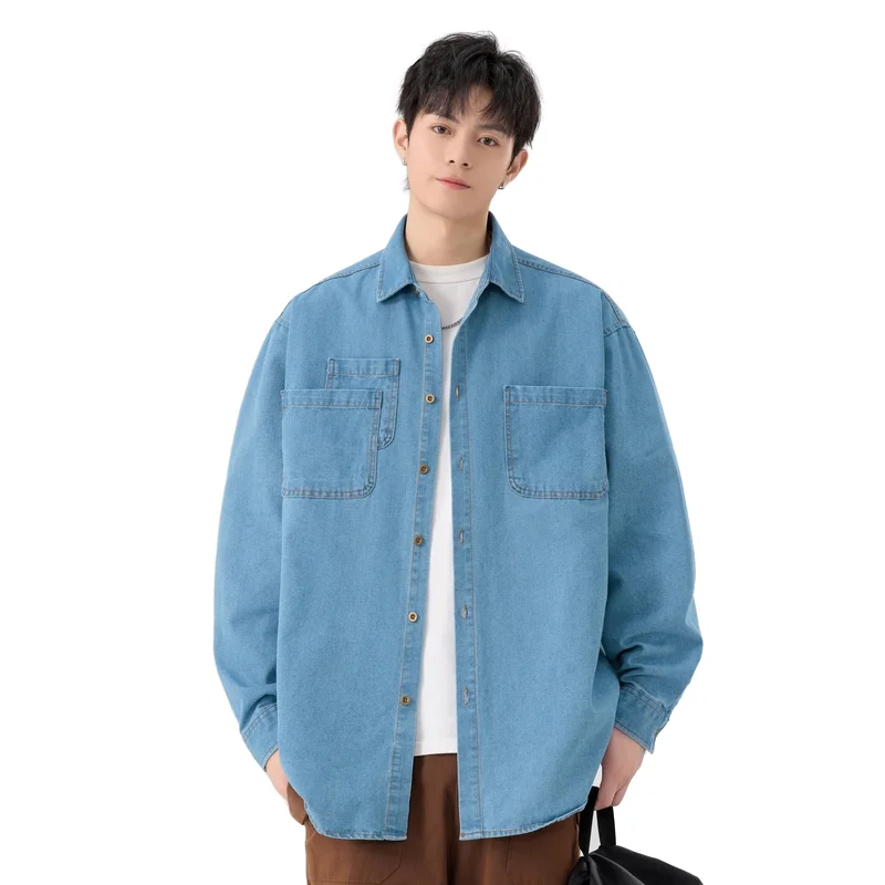 

Trendy Men's Denim Jacket Spring-Autumn Fashionable Cotton Breathable Loose-Fit Casual Style Outerwear Comfortable Men's Top