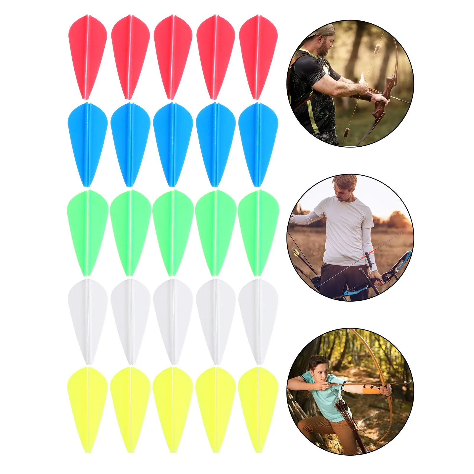 

50pcs Vanes Rubber Fletchings Archery Rubber Fletchings Supplies Water Drop Shaped Durable Bright Color Professional
