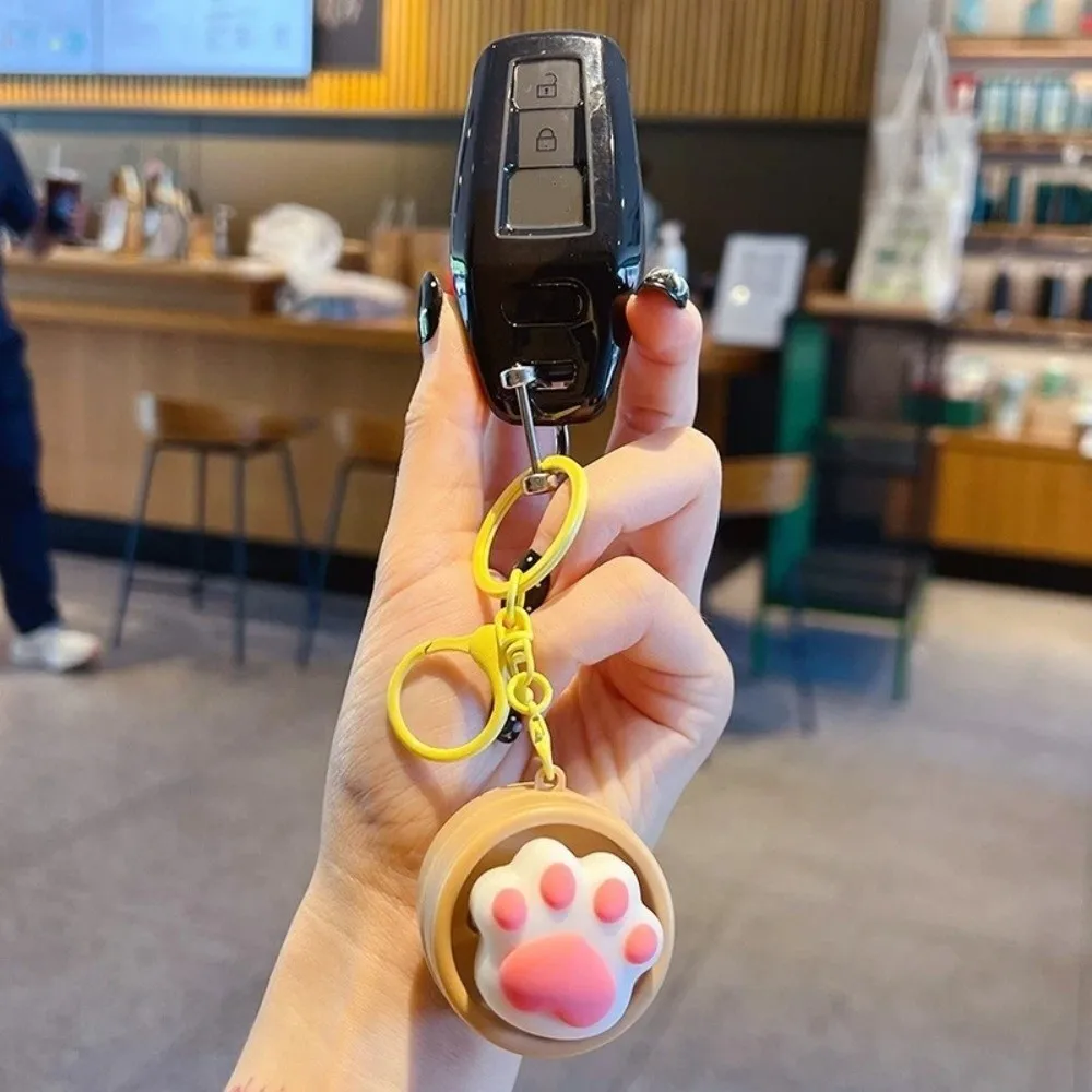 Light-up Press Keyboard Keychain Mini Cartoon Button Clicker Keyring Simulation Rotational Sound Generation Dumplings Keychain