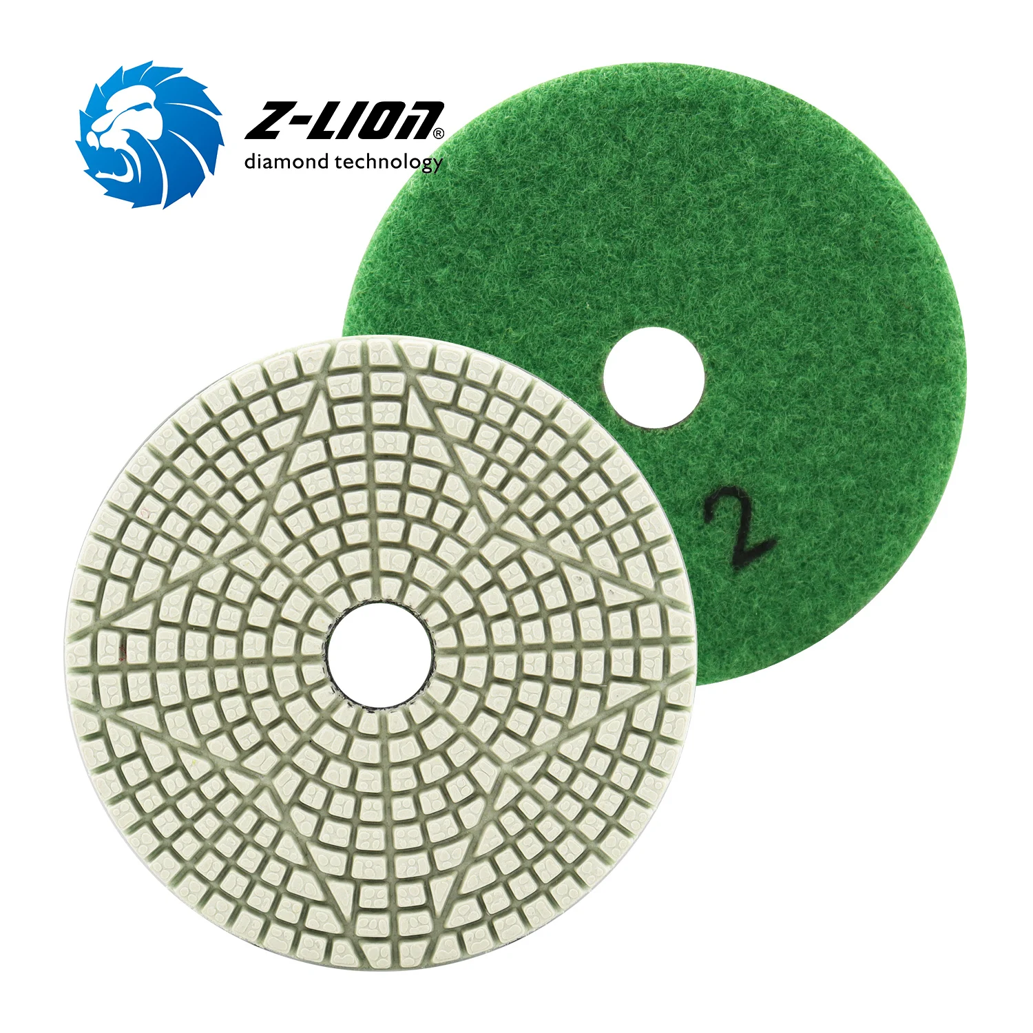 Z-LION 3PCS 4Inch wet diamond 3 step polishing pads for Granite Marble Stone Grinding Disc