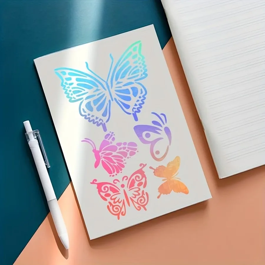 Garden Fence Large Flower Stencils Diy Decoration Painted Stickers Template Diy Flower Butterfly Spray Painting Template 6pcs