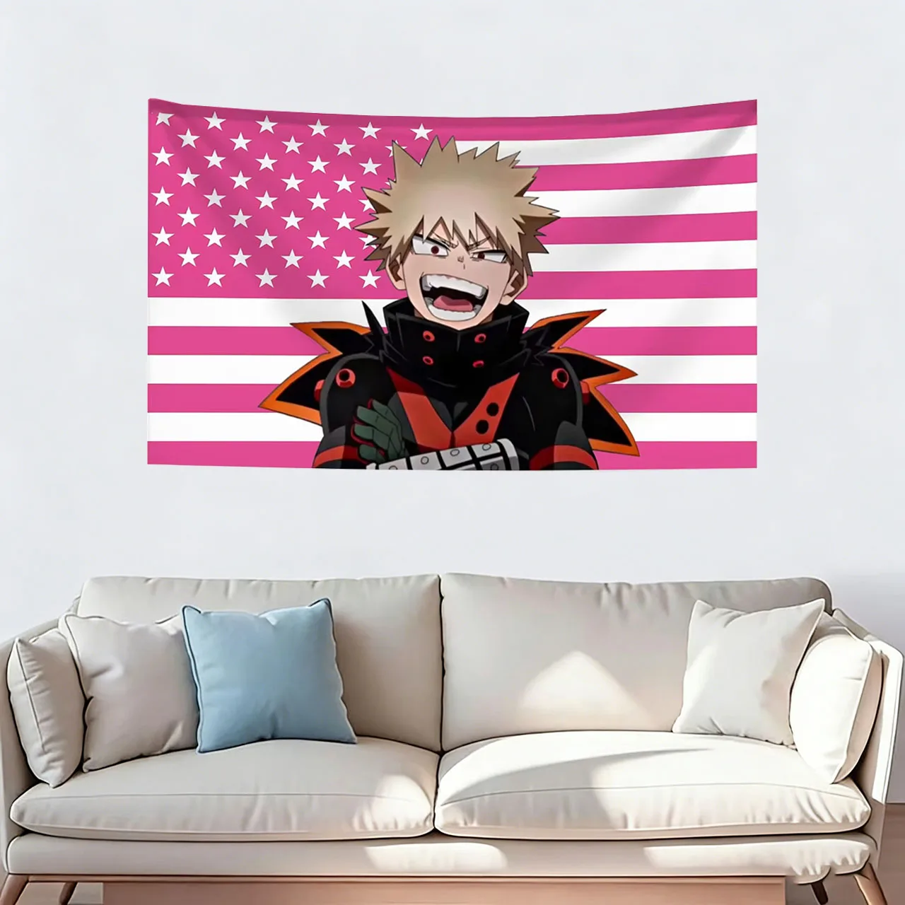 Fun Bakugo Katsuki Flag Tapestry | Home Decor with Unique Design, Y2K Style Wall Banner for Bedroom & Indoor Outdoor Decoration